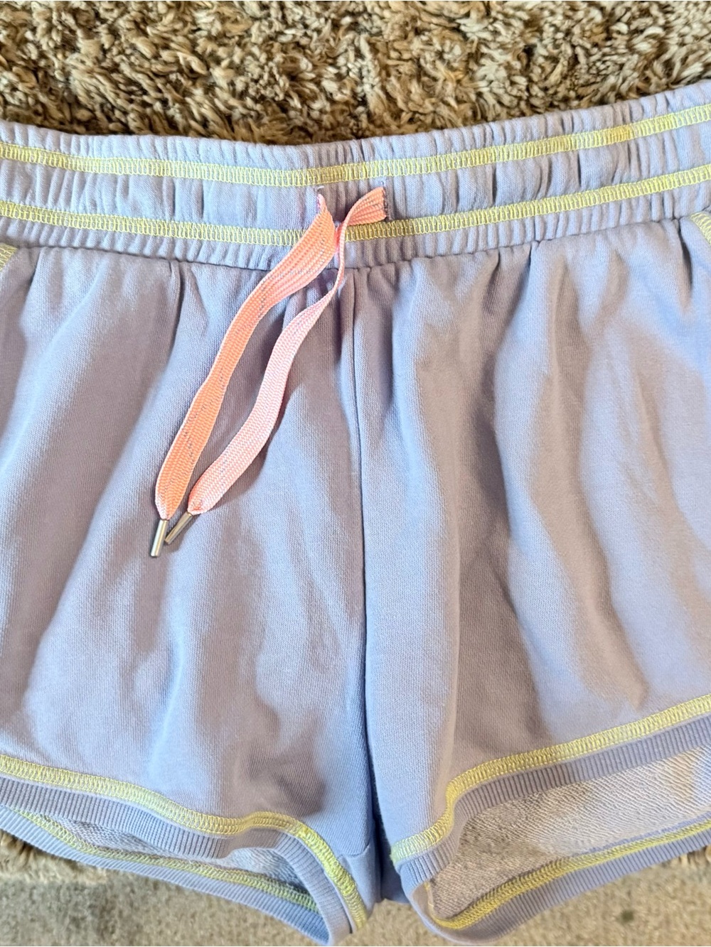 Anthropologie Lavender Athletic Shorts with Pink Drawstring